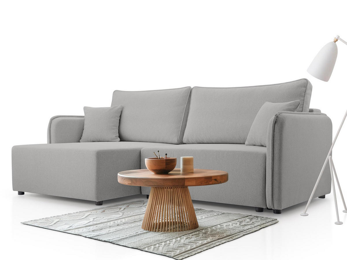 ECKSOFA Malody, Seite: Links - Hellgrau/Schwarz, Holz/Kunststoff (227/147cm) - MIRJAN24