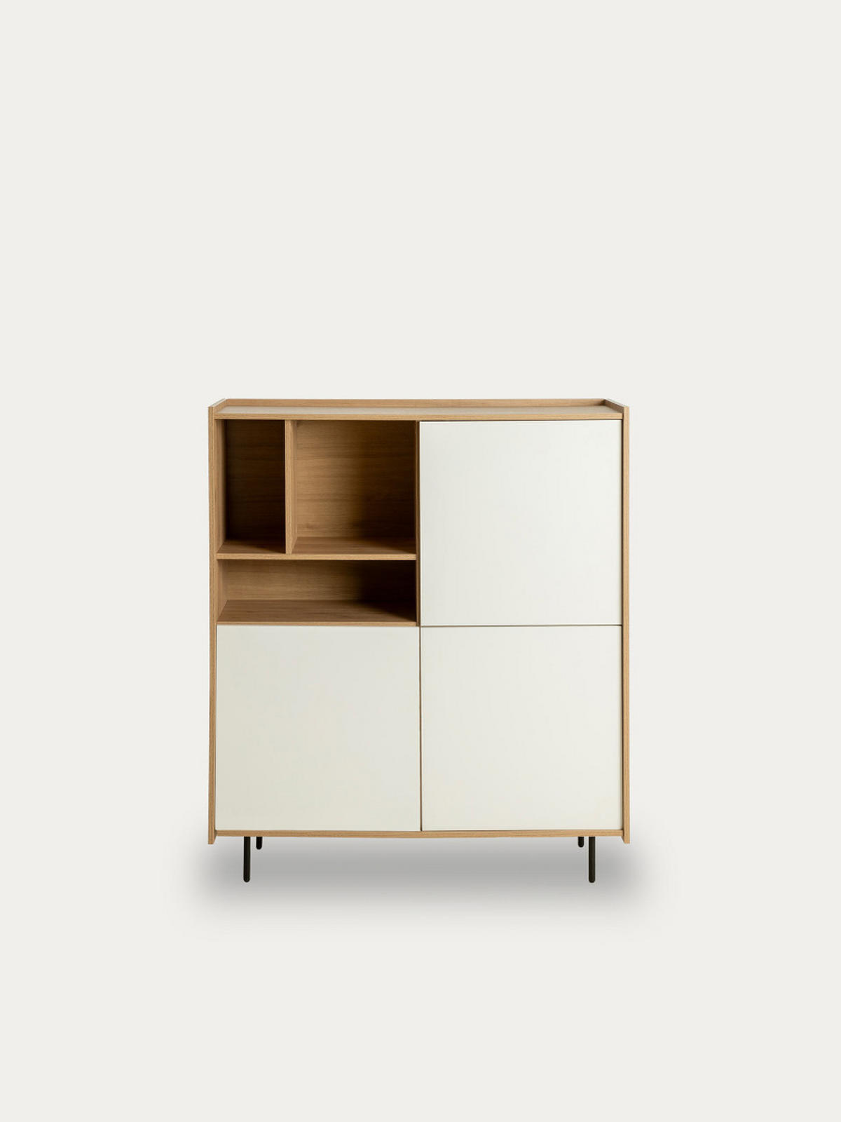 HIGHBOARD Nadine Natur - Weiß 120 cm x 138 cm - Braun, Holzwerkstoff (120/138/41cm) - Kenay Home