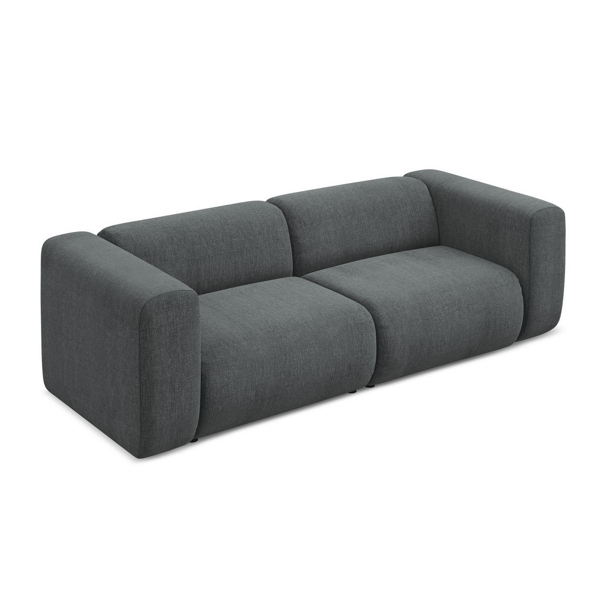 3-SITZER SOFA Chenille Stoff Grau - Schwarz/Graphitfarben, Kunststoff/Textil (228/70/89cm) - LaMiaSofa