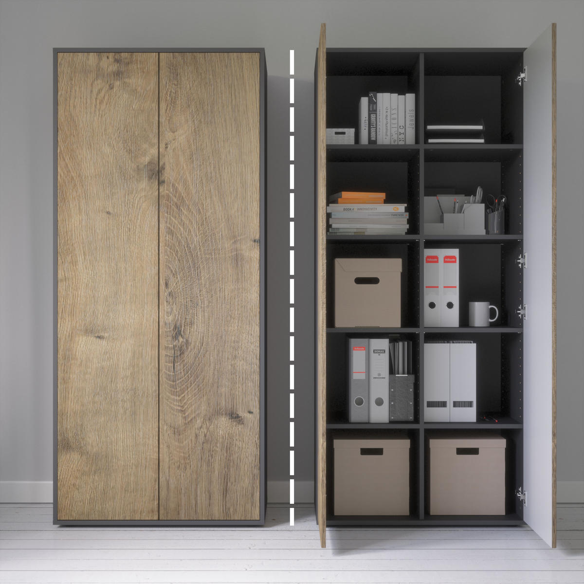 AKTENSCHRANK Amira T00 Eiche Ribbeck 180/80/40 cm - Alteiche, Holzwerkstoff (80/180/40cm) - SIMPLYFURN