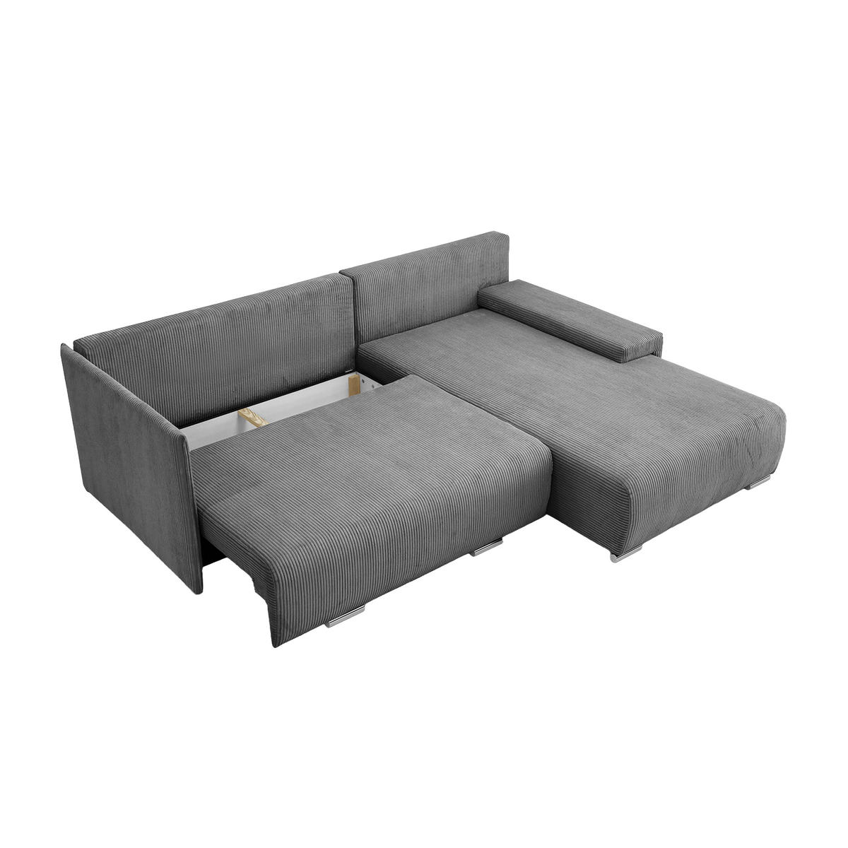 ECKSOFA TRAWANGA L mit Schlaffunktion, Grau - Grau, Textil (246/188cm) - Fedve