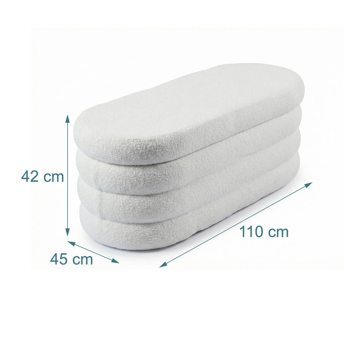 BANCĂ Albă cu spațiu de depozitare - alb, material textil/compozit lemnos (110/42/45cm) - Relaxdays
