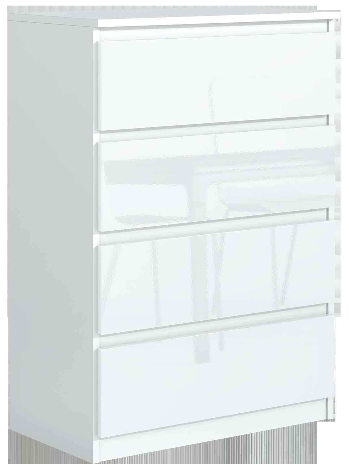 KOMMODE NUDO 70/102/39cm mit 4 Schubladen Türen Weiß - Weiß Hochglanz/Weiß, Holzwerkstoff (70/102/39cm) - MASSENO