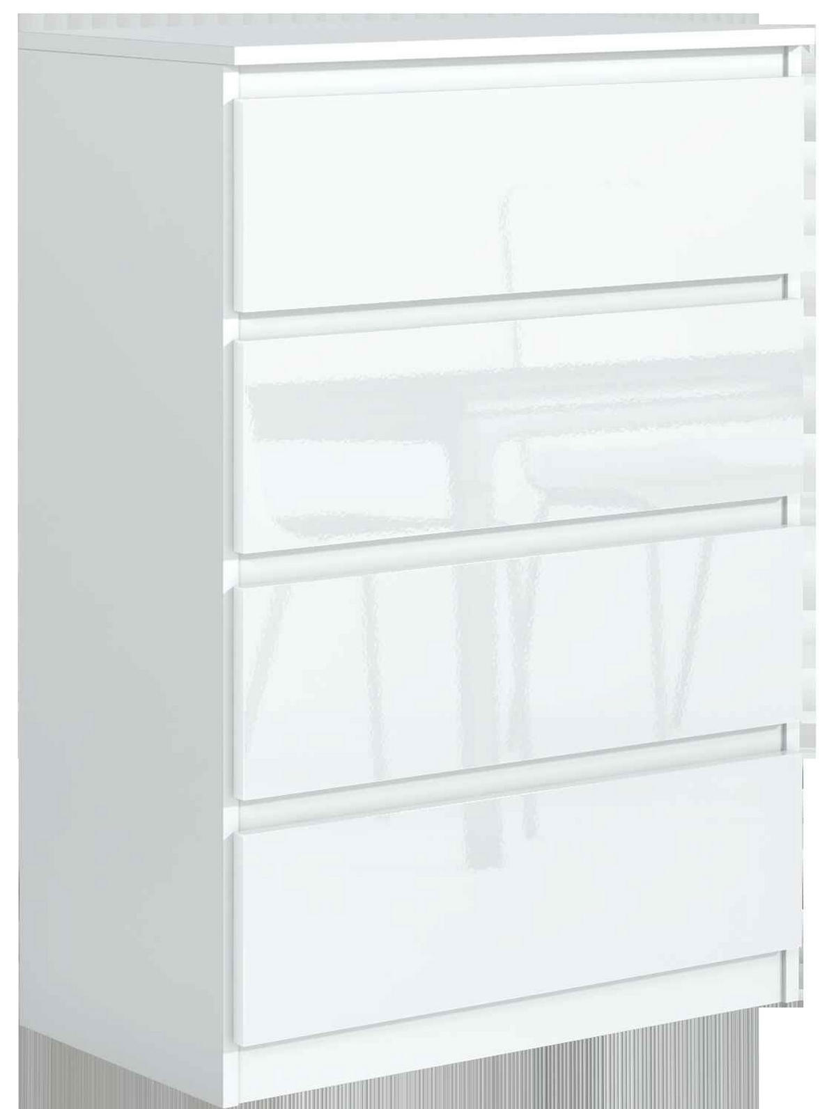 KOMMODE NUDO 70/102/39cm mit 4 Schubladen Türen Weiß - Weiß Hochglanz/Weiß, Holzwerkstoff (70/102/39cm) - MASSENO