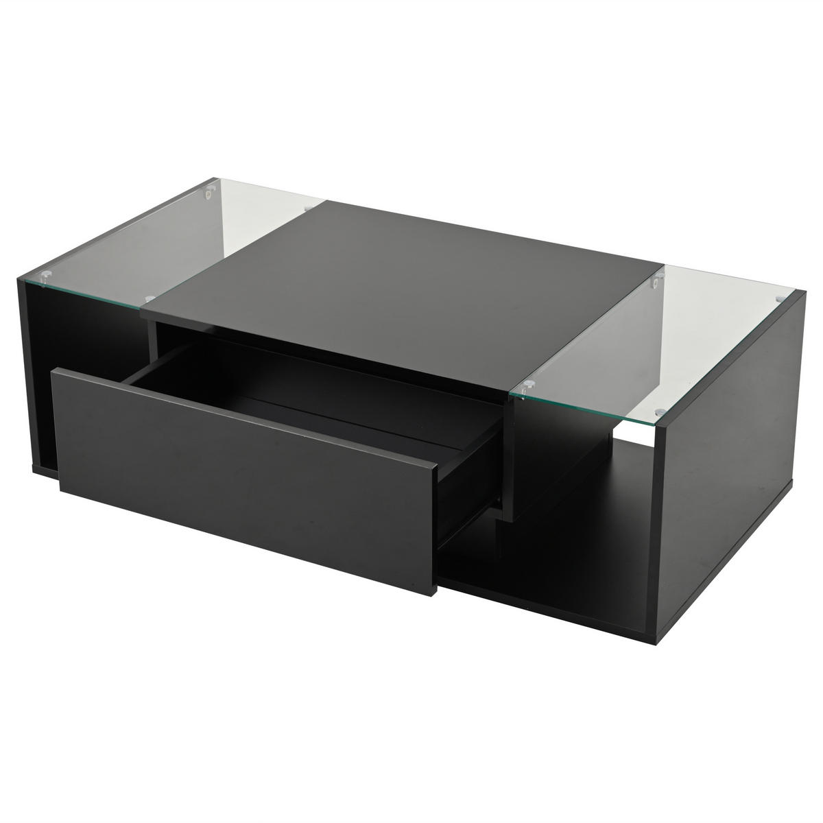 COUCHTISCH 100/50/31 cm schwarz mit 1 Schublade und LED-Beleuchtung - Schwarz, Holzwerkstoff (100/50/31cm) - OKWISH