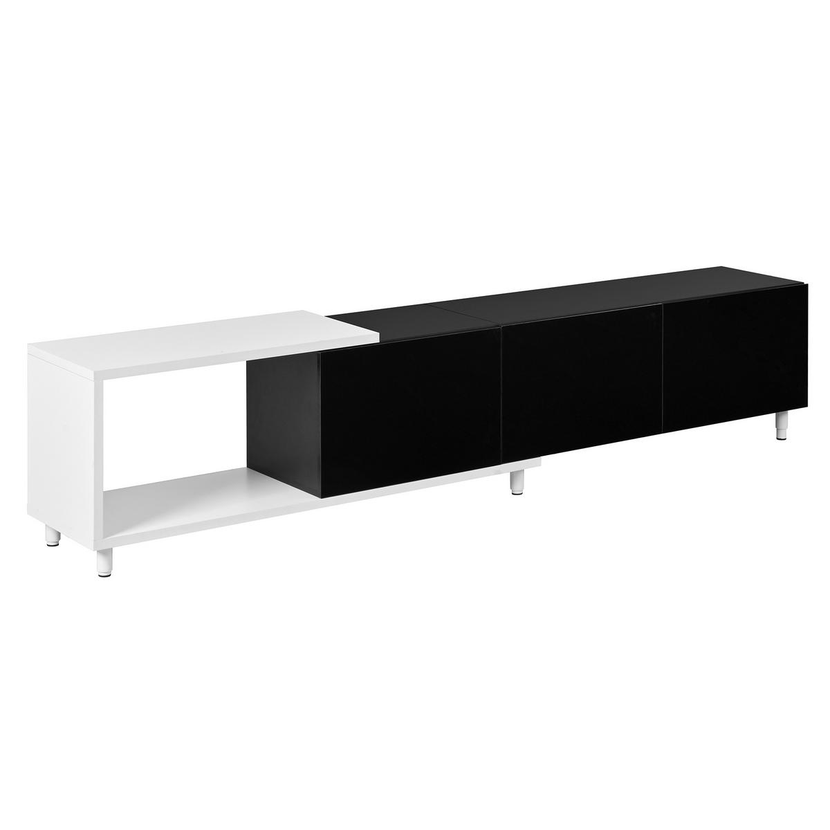 TV-ELEMENTAUSZIEHBARER 258x38x48,5cm TVLowboard Hochglanz SchwarzWeiß - Schwarz, Holz (48.31/22.3/69.01cm) - Raelunyi