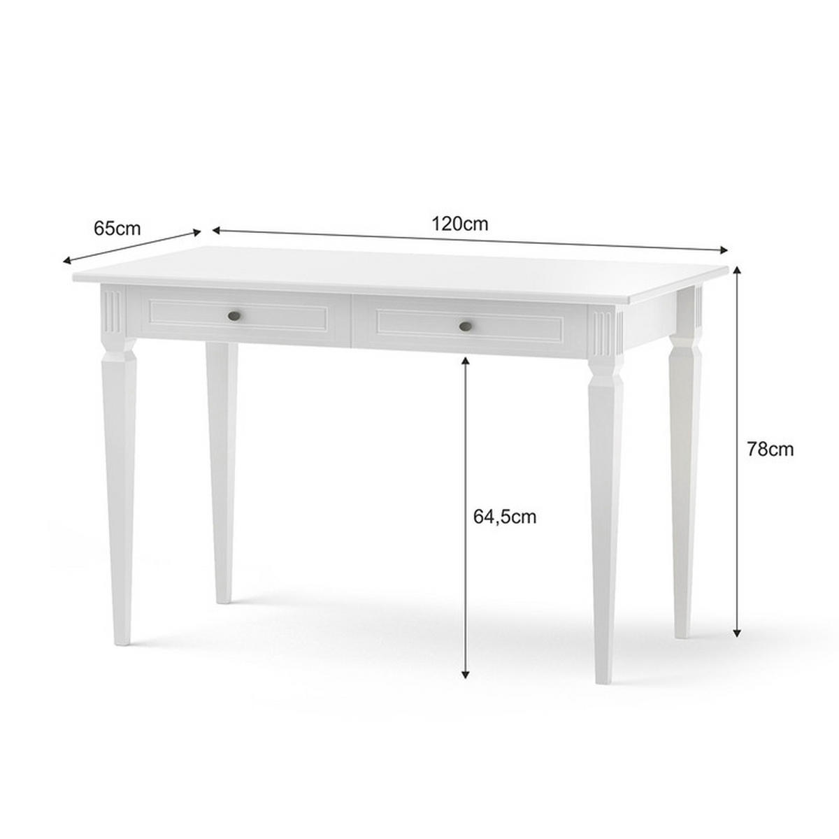 PSACÍ STŮL Bílá - bílá, kompozitní dřevo (65/120/78cm) - Petits-meubles