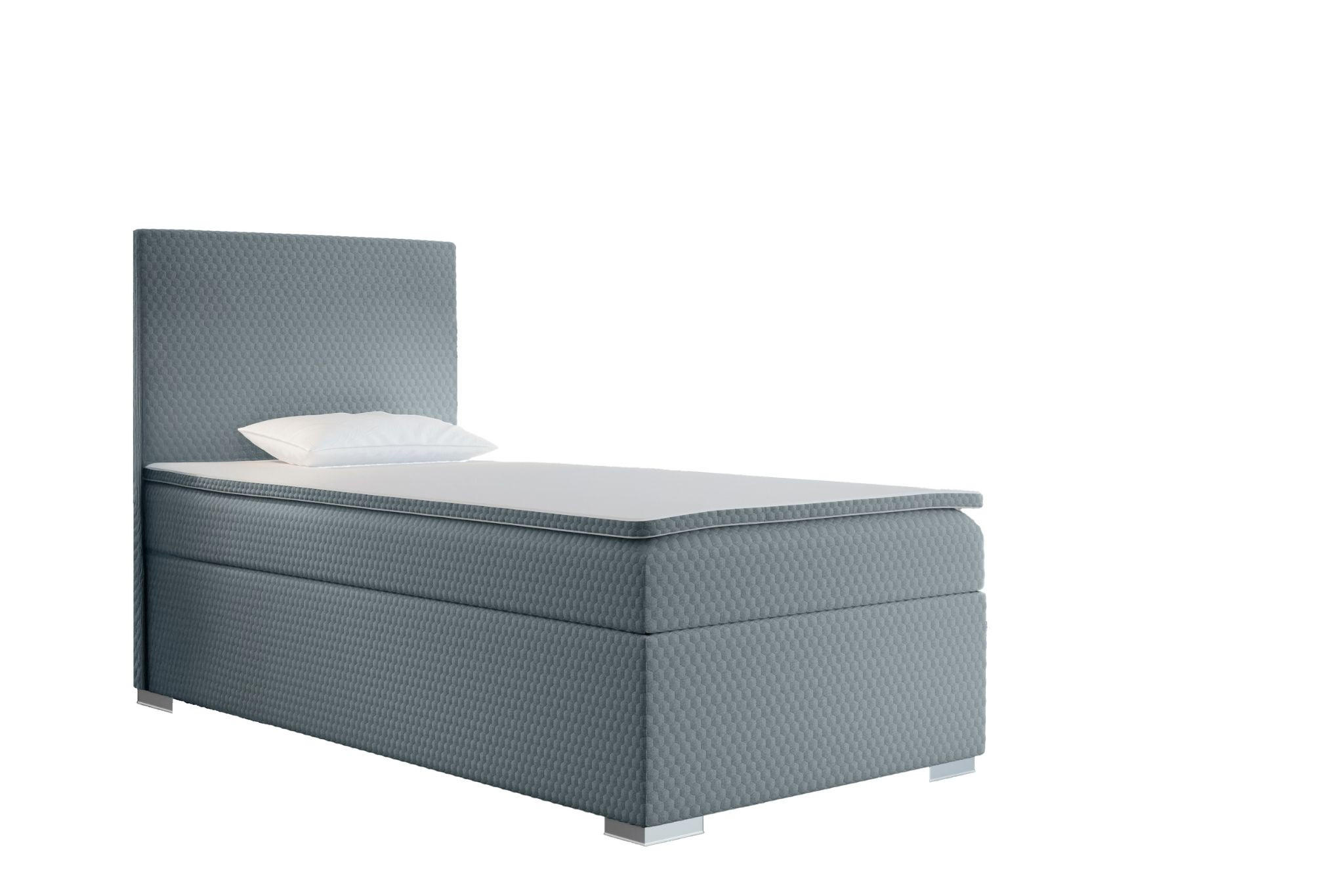 BOXBETT Mit Bettkasten Matratze Topper ICON Blau 100x200 cm Links - Blau, Holz (100/200cm) - Kaiser Möbel