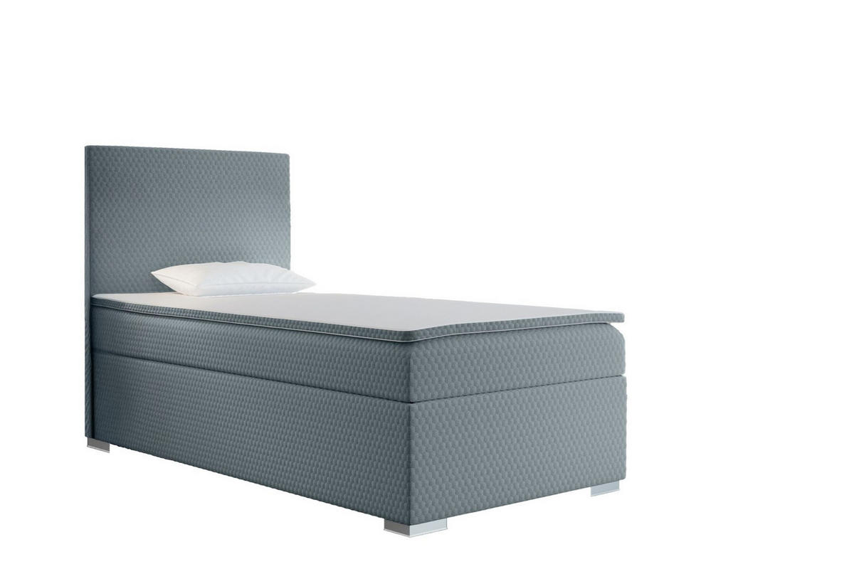 BOXBETT Mit Bettkasten Matratze Topper ICON Blau 100x200 cm Links - Blau, Holz (100/200cm) - Kaiser Möbel