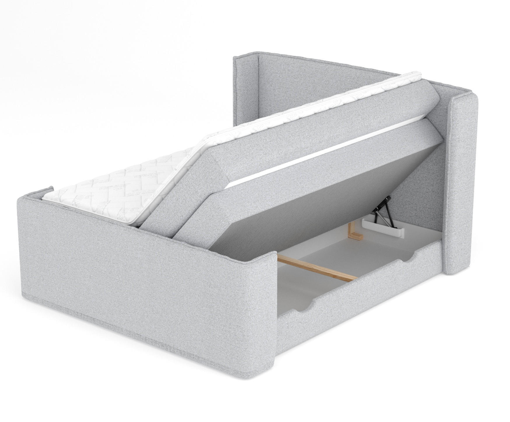 BOXSPRINGBETT Freeland Hellgrau 160/200 cm mit Matratze und Topper - Hellgrau/Schwarz, Holz/Holzwerkstoff (160/200cm) - Maison de Reve