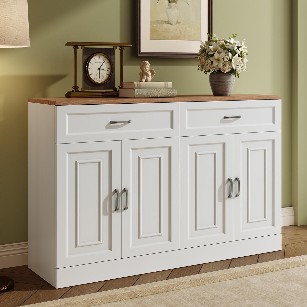 SIDEBOARD Regale Rebounder Holzmaserung Natürliche - Weiß, Holzwerkstoff (35/80.5/120cm) - FLIEKS