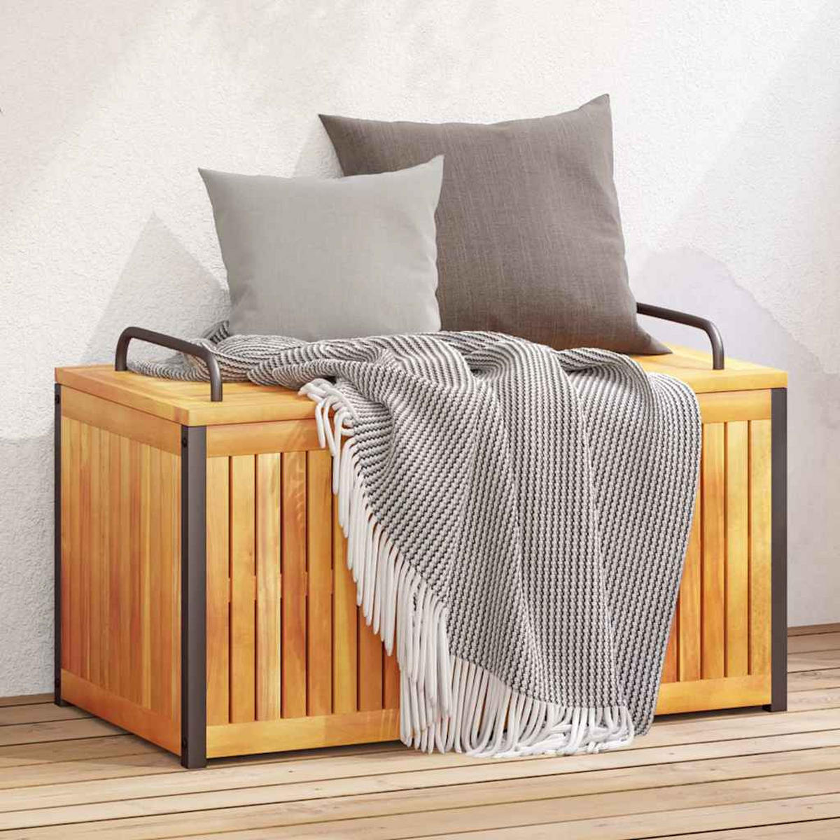 GARTENBOX 85/45/45/53 Cm Massivholz Akazie Und Stahl - Braun, Holz (45/53/85cm) - vidaXL