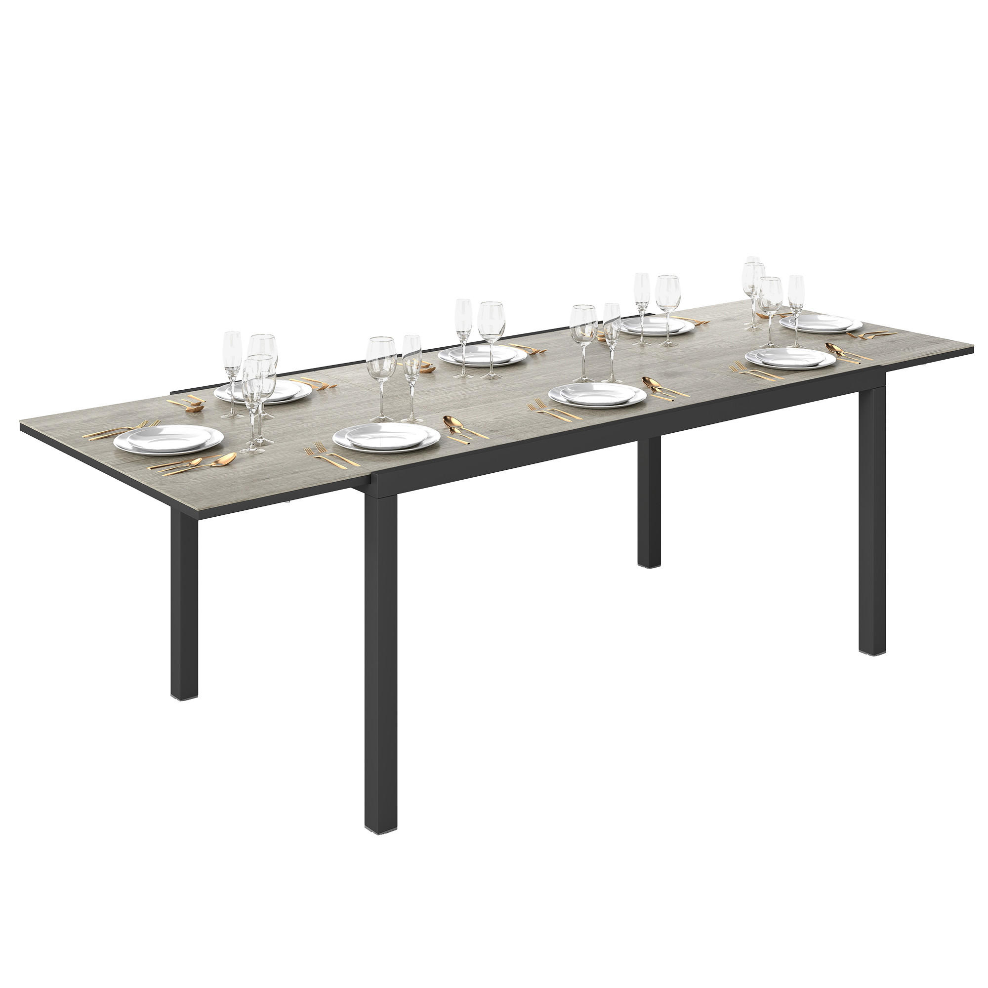 GARTENTISCH DE-07270 für 6-8 Personen mit Holzoptik Grau - Grau, Metall (240/90/74cm) - ComfortXL