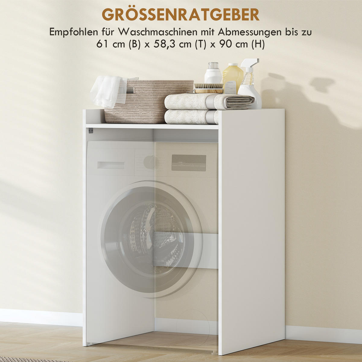 BADEZIMMERSCHRANK Nischenschrank mit offen Regal Badschrank Weiß 64x60x97,5 cm - Weiß, Holzwerkstoff (60/97.5/64cm) - HOMCOM