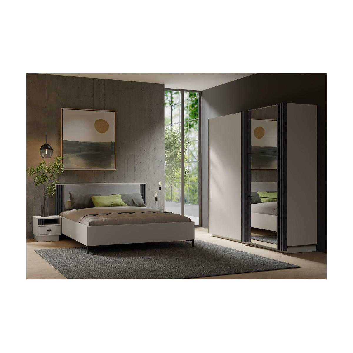SCHLAFZIMMER Set 3-tlg. – ALLMO System – Kaschmir - Kaschmir, Holzwerkstoff (215/210/61cm) - hi-markt