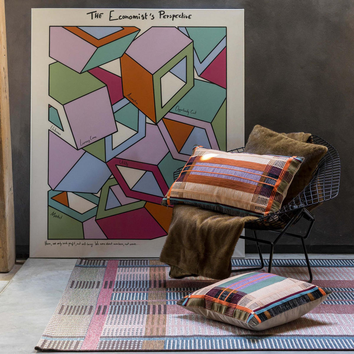 BESTICKTES KISSEN Kaël multico 45 x 45 cm - Multicolor, Textil (45/45cm) - Vivaraise