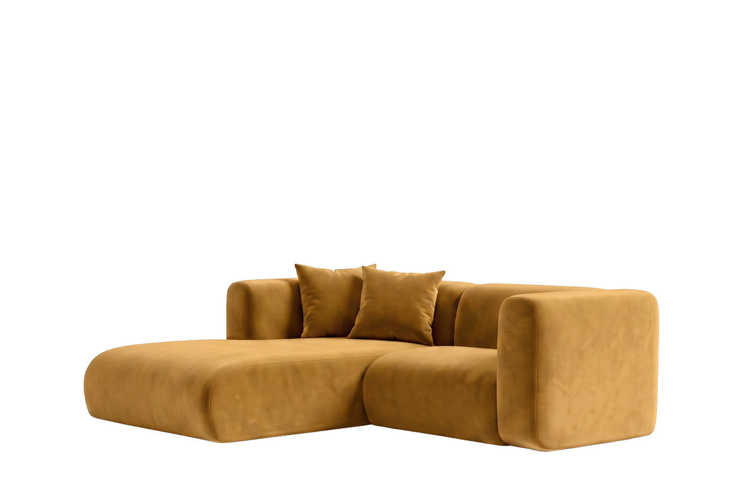 ECKSOFA L-Form mini, Velvet-Stoff Bluvel, Golden, Links, GRETA - Goldfarben, Holz (226/179cm) - Kaiser Möbel