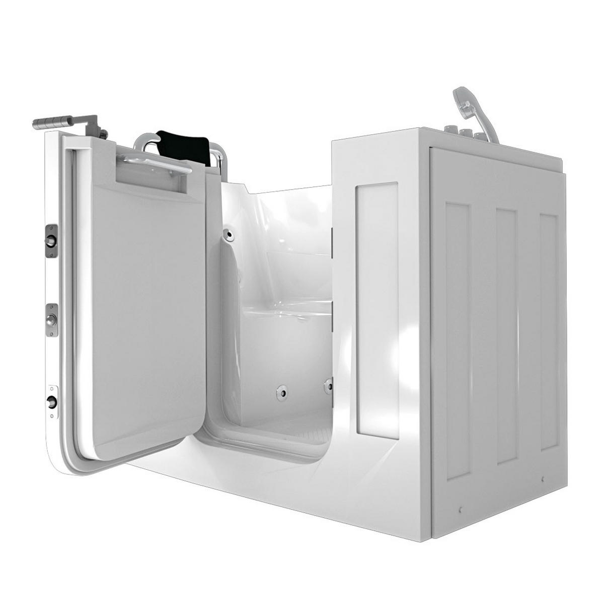 SITZWANNE Whirlpool mit Tür S07WP-TH-B-L - Weiß, Glas/Kunststoff (76/116/140cm) - AcquaVapore by Sandra Jentho