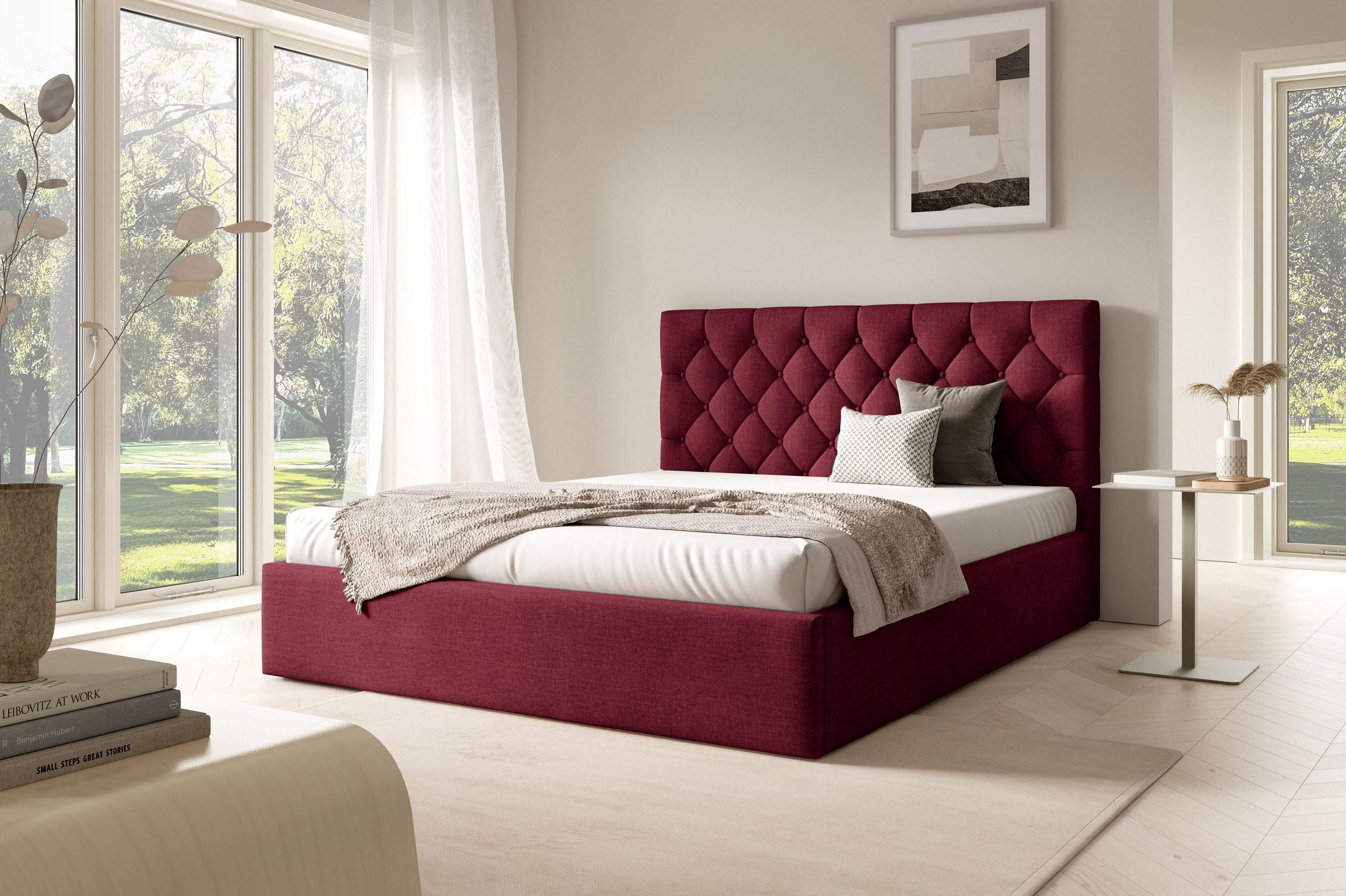 POLSTERBETT BEZA IV - Weinrot - Weinrot, Holz/Textil (140/200cm) - AN-Moebel 4u