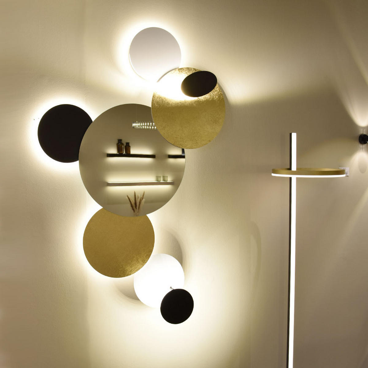 LED-WANDLAMPE Cloud Blattgold Ø 40cm - Goldfarben, Metall (40/4.4/40cm) - s.luce