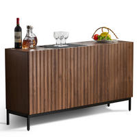 SIDEBOARD 150/40/80 cm mit 3 Türen in Dunkelbraun mit 3D-Wellendesign - Dunkelbraun, Holzwerkstoff (150/80/40cm) - BEAOK