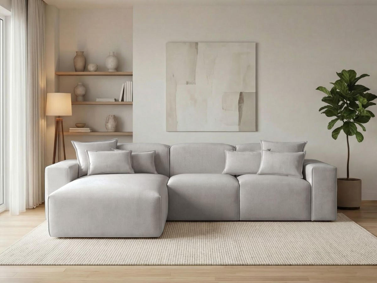 ECKSOFA Leni Grau Links - Grau, Holz/Textil (265/180cm) - Graingold