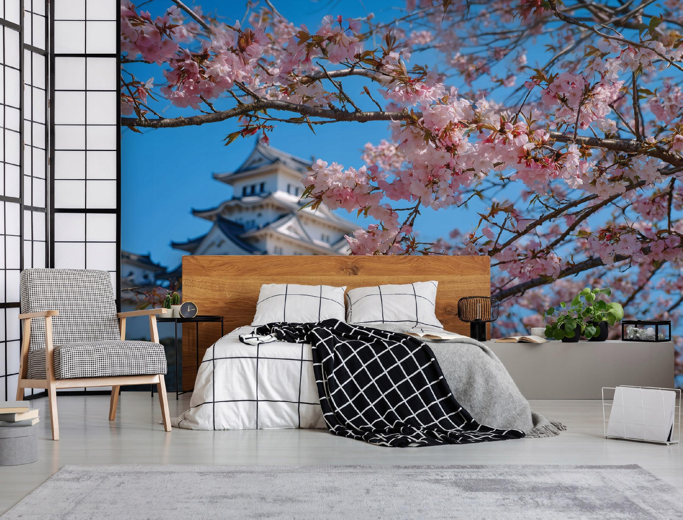 FOTOTAPETE Kirschblüte Japan Blau 350x250 cm - Multicolor, Papier (350/250cm) - Wallarena