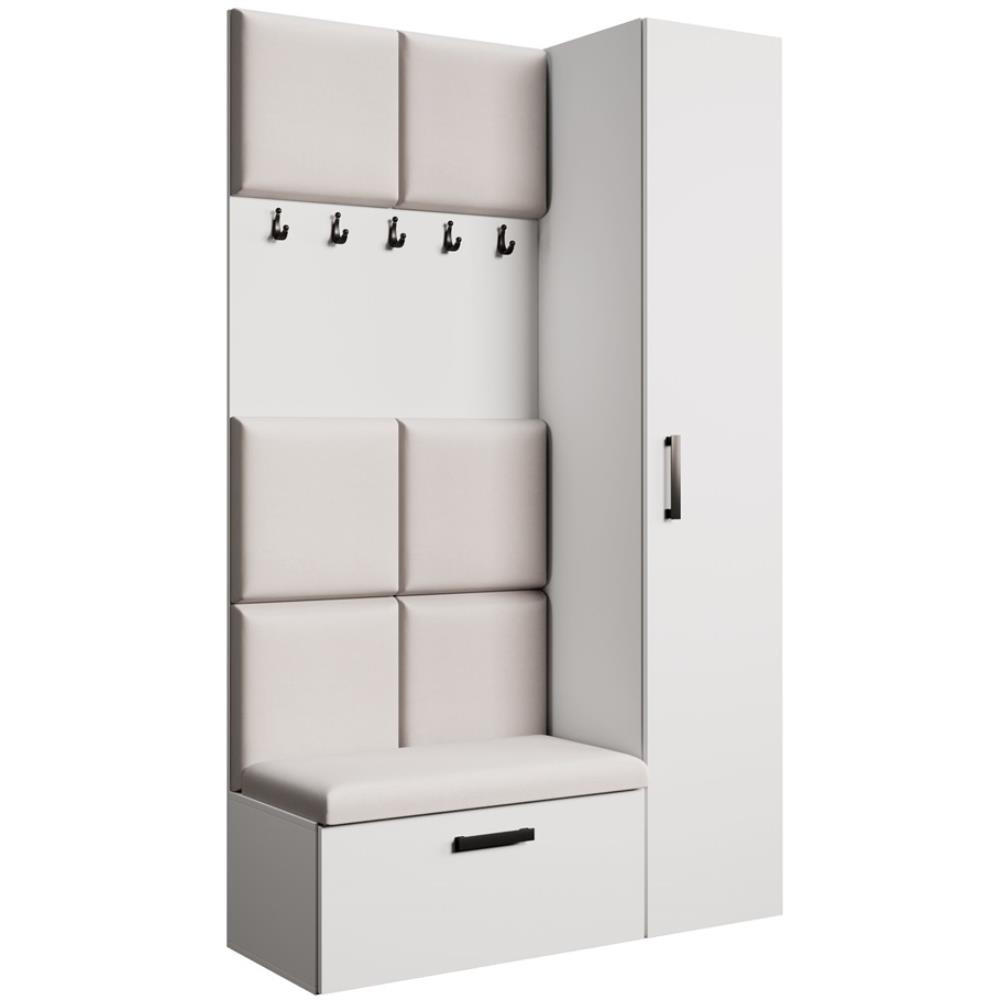 GARDEROBE Margaret I+IV 121/203/43 mit gepolsterten Paneelen - Beige/Schwarz, Holzwerkstoff/Kunststoff (121/203/43cm) - Beautysofa
