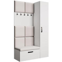 GARDEROBE Margaret I+IV 121/203/43 mit gepolsterten Paneelen - Beige/Schwarz, Holzwerkstoff/Kunststoff (121/203/43cm) - Beautysofa