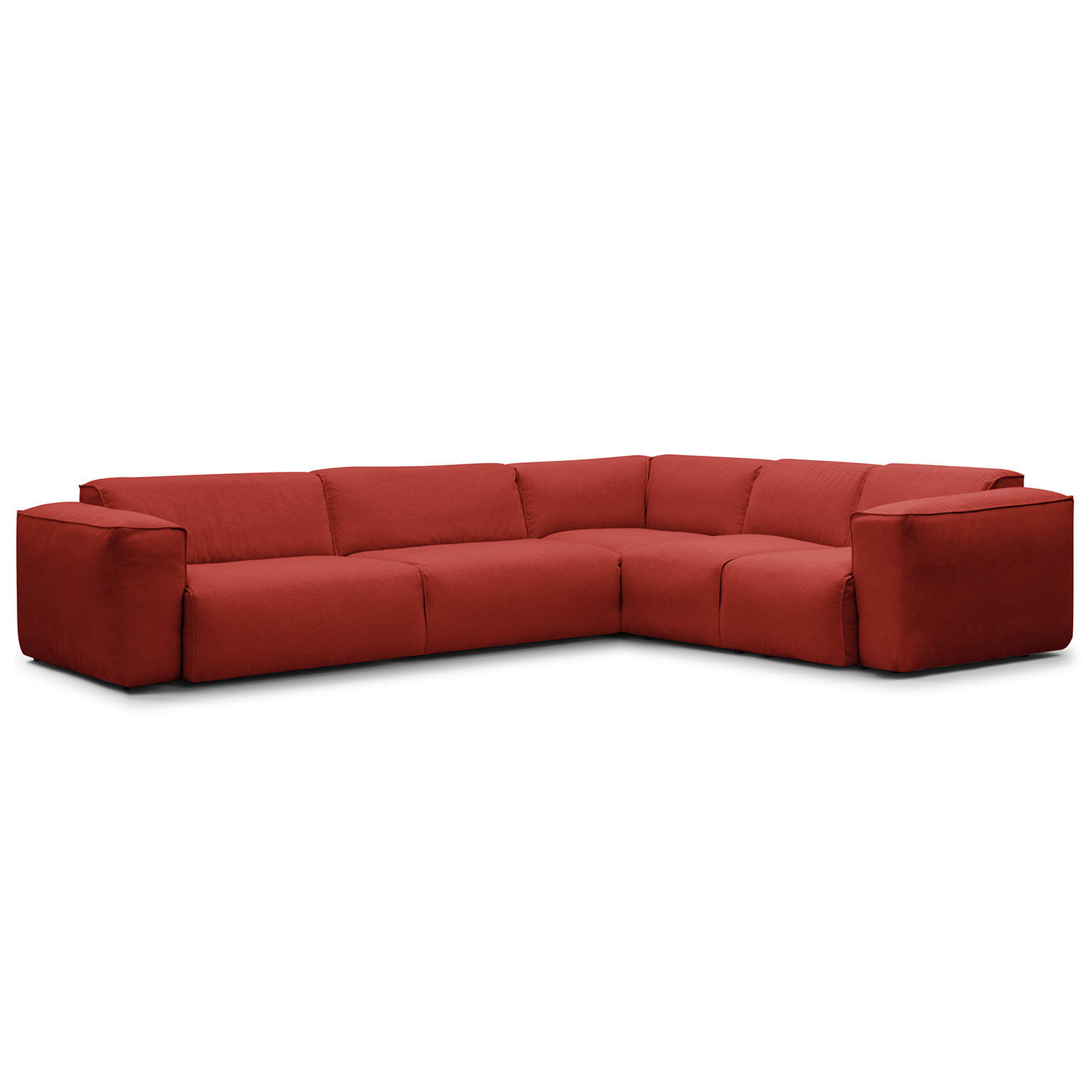 ECKSOFA mit Rundecke - Rot/Schwarz, Kunststoff/Textil (325/260cm) - home24