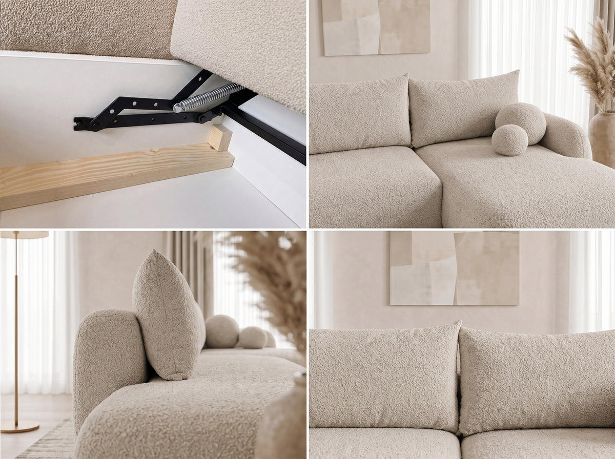 ECKSOFA Neto, Seite: Links - Schwarz/Weiß, Holz/Kunststoff (300/187cm) - Sofnet