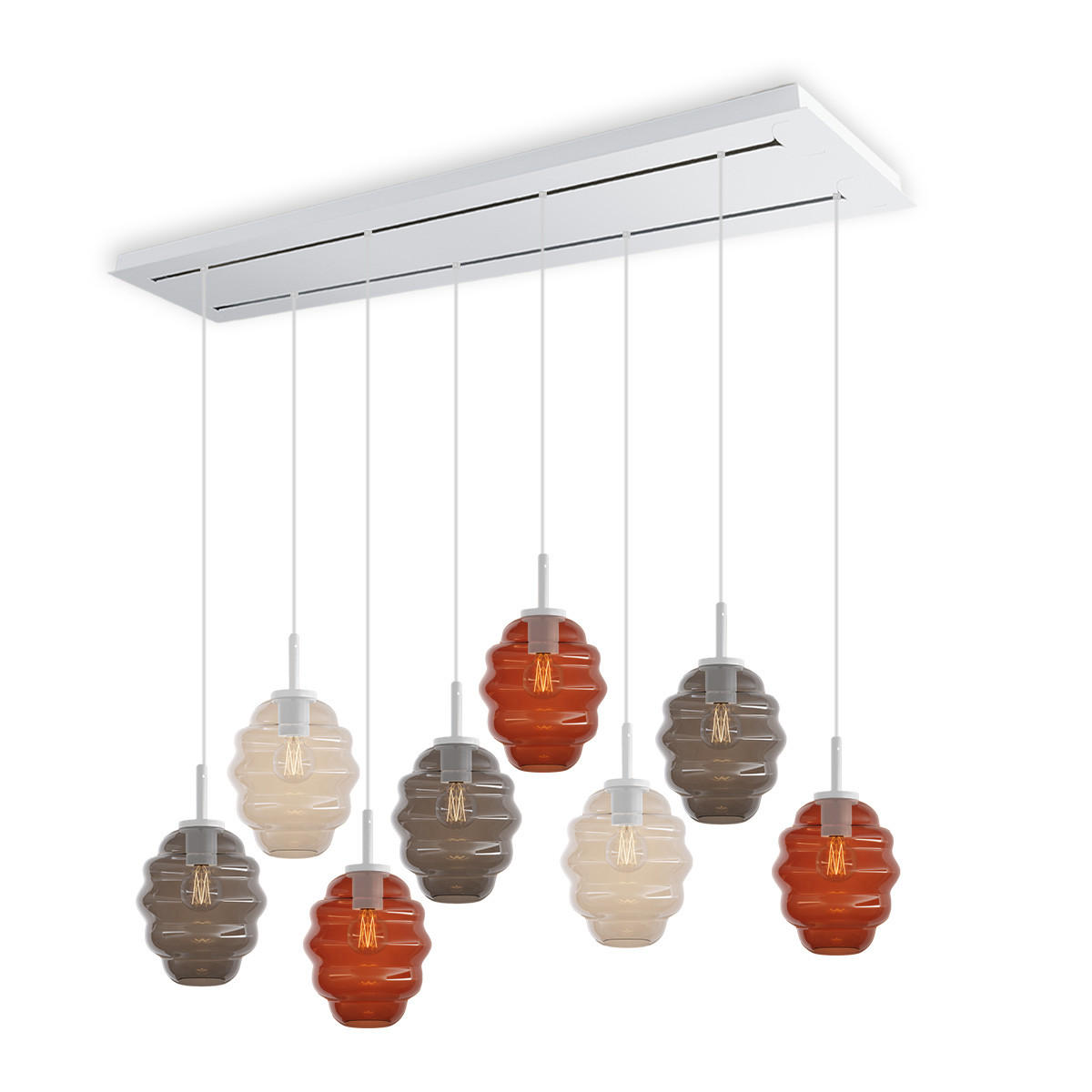HÄNGELEUCHTE Echos 8-flammig Mehrfarbig Ø 18cm - Multicolor/Weiß, Glas (18/18/20cm) - s.luce