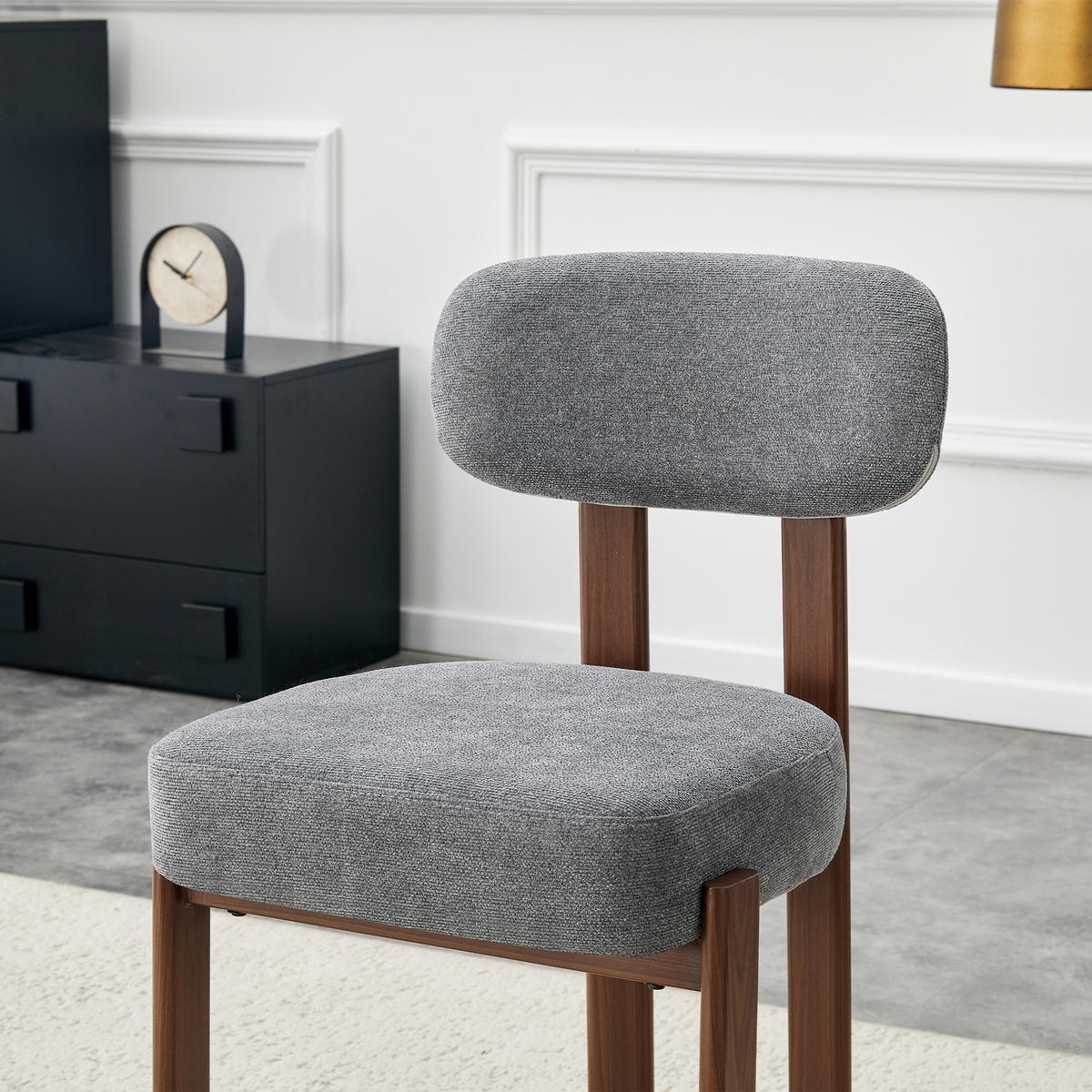 ESSZIMMERSTUHL 2ER-SET aus Leinenstoff mit gebogener Rückenlehne und dicker Polsterung - Grau, Textil (49/82.5/57cm) - Urban Meuble
