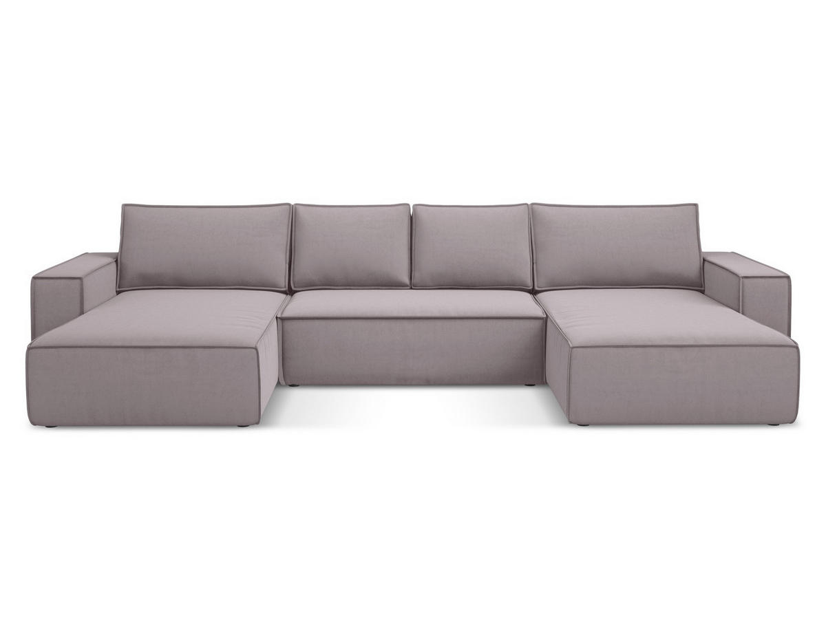 WOHNLANDSCHAFT Samt Stoff Violett - Lila/Flieder, Kunststoff/Textil (398/82/185cm) - Makamii