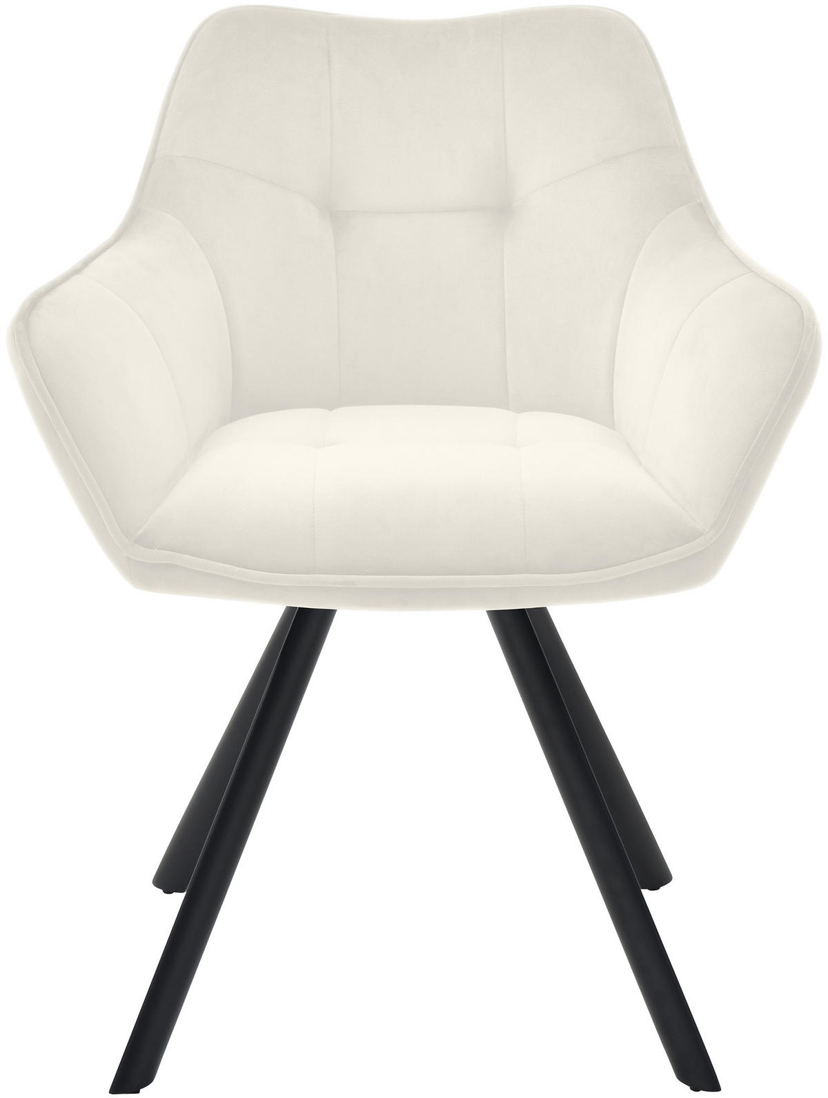 ARMLEHNENSTUHL Samt creme - Creme/Schwarz, Textil/Metall (64/82/62cm) - CLP