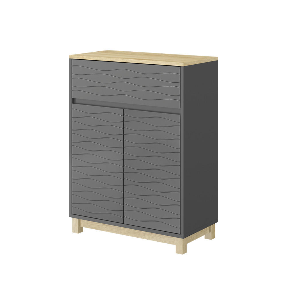 MIDISCHRANK Livia Anthrazit 60 x 80 cm mit Schublade - Anthrazit/Naturfarben, Holzwerkstoff (60/80/30cm) - Vicco