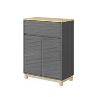MIDISCHRANK Livia Anthrazit 60 x 80 cm mit Schublade - Anthrazit/Naturfarben, Holzwerkstoff (60/80/30cm) - Vicco