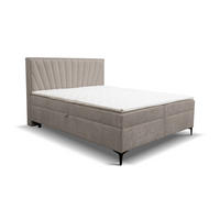 BOXBETT Cimone mit 2 Bettkästen, Maße: 140x200 cm, Farbe: Hellbraun, Velourstoff, mit Bonell-Matratze inkl. Topper - Hellbraun, Holz/Kunststoff (140/200cm) - VENASI MÖBEL