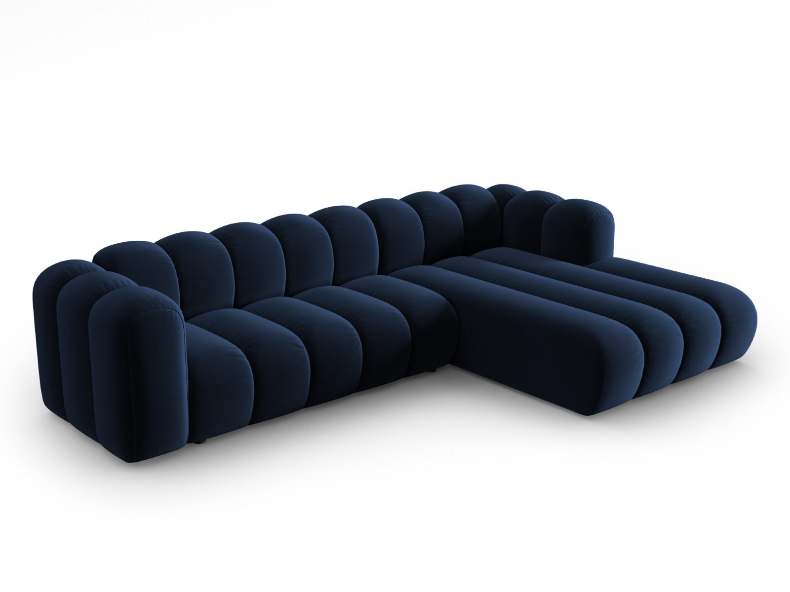 ECKSOFA modular rechts Lupine aus Samt königsblau 4 Sitzplätze - Dunkelblau, Textil (177/290cm) - Micadoni