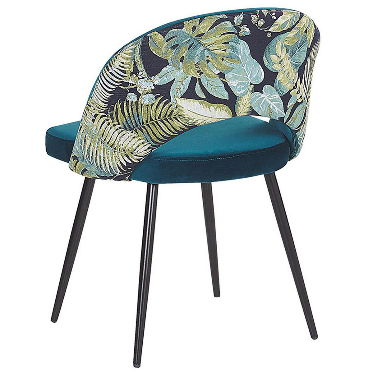 ESSZIMMERSTUHL 2er-Set Samtstoff Blau Vivian - Blau, Textil/Metall (52/77/56cm) - Beliani