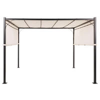 PERGOLA LED világítással Acél bézs 310/310 cm Parga - bézs/fekete, fém (310/215/310cm) - Beliani