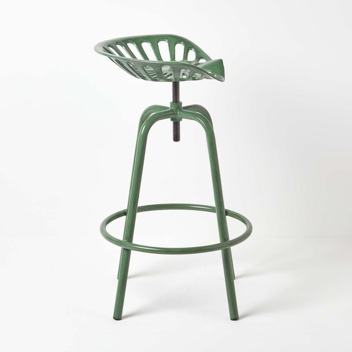 BARHOCKER Traktorsitz, Metall im Vintage-Look, höhenverstellbar - Grün, Metall (47/74/50cm) - Homescapes
