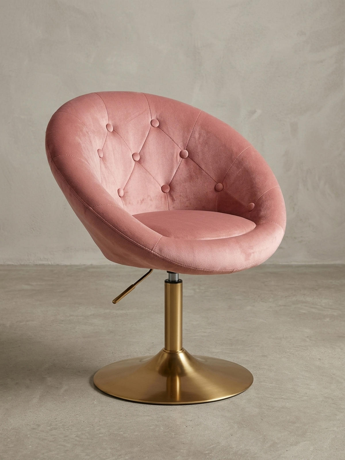 LOUNGESESSEL Chesterfield-Stil mit Samtbezug und 360° Drehfunktion, Rosa 67x62x100 cm - Pink/Goldfarben, Textil/Metall (67/100/62cm) - KADIMA DESIGN