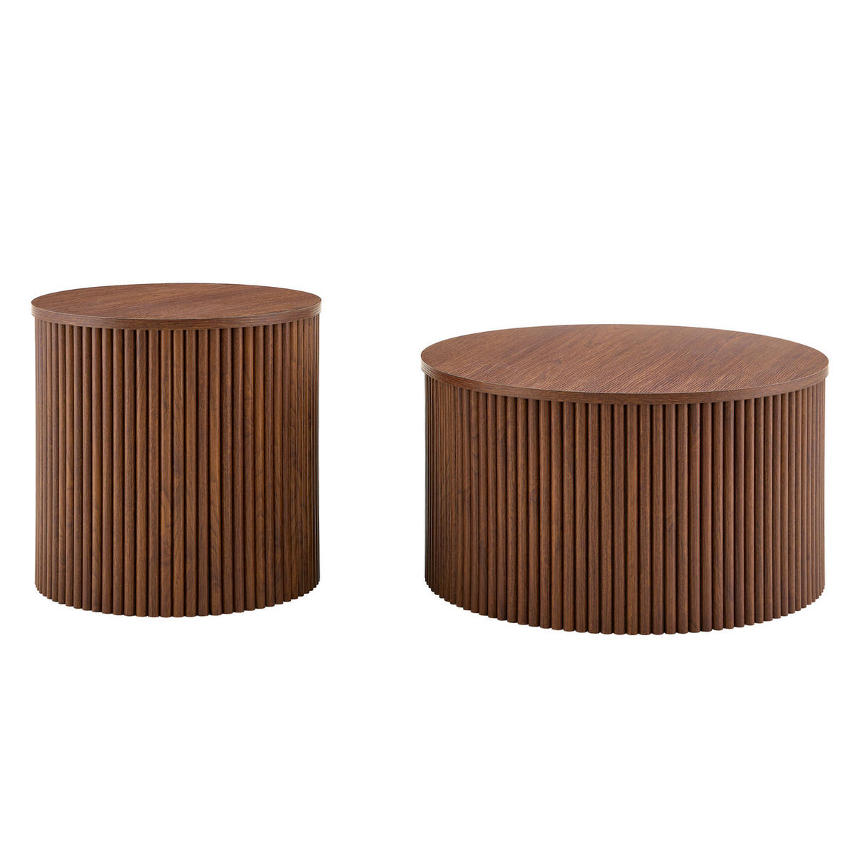 COUCHTISCH aus MDF in Walnussfarben mit verborgenem Stauraum im 2er-Set - Walnussfarben, Holzwerkstoff (65/65/40cm) - Modfu