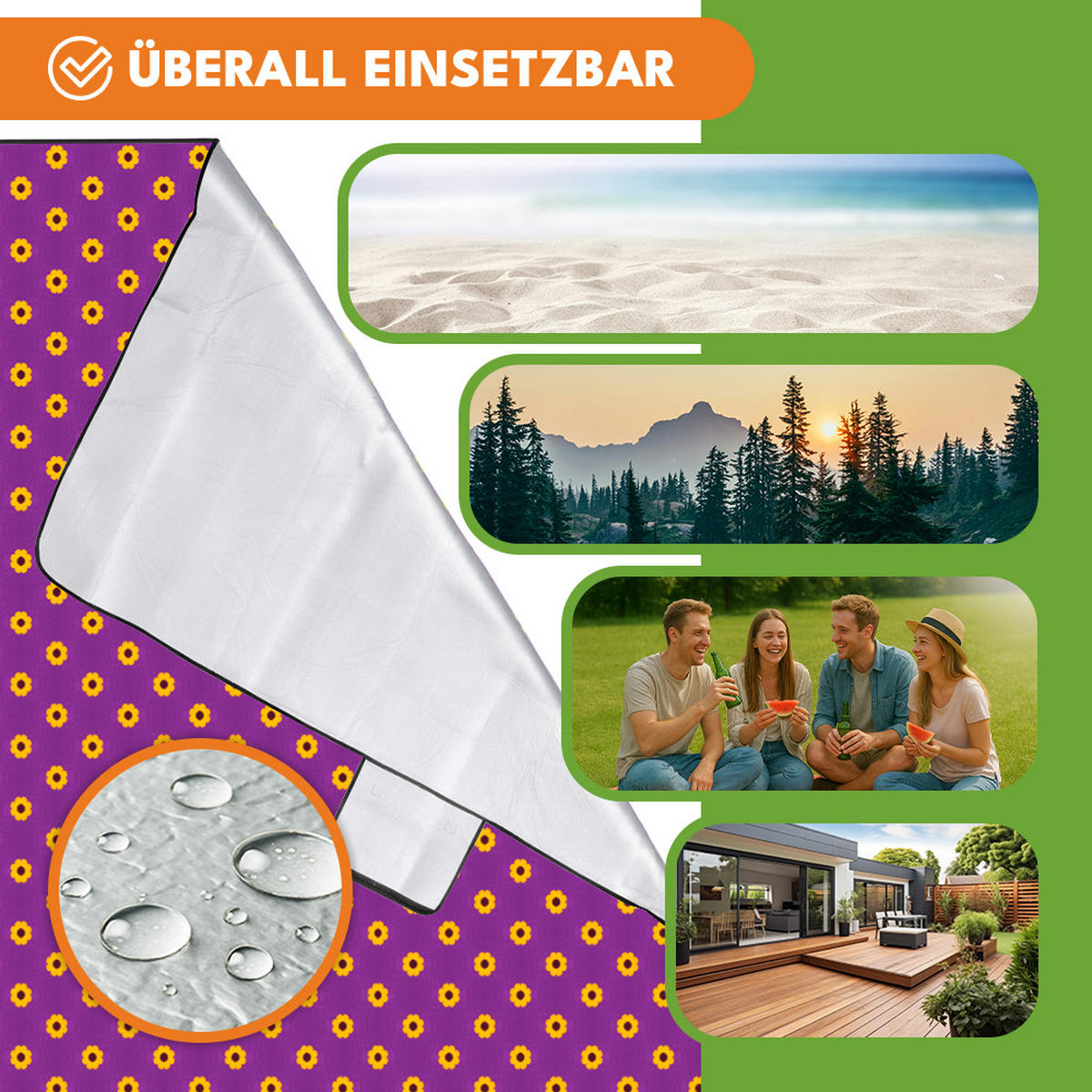 PICKNICKDECKE - Flieder, Textil (200/200cm) - KRUMAD