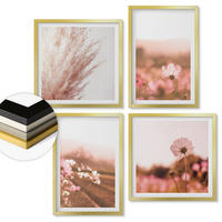 WANDBILDER 4er Set - 50x50 cm & 40x60 cm Goldrahmen - Wildblumen auf den Wiesen im Sommer - Goldfarben, Kunststoff (50/50cm) - ArtPrintCave