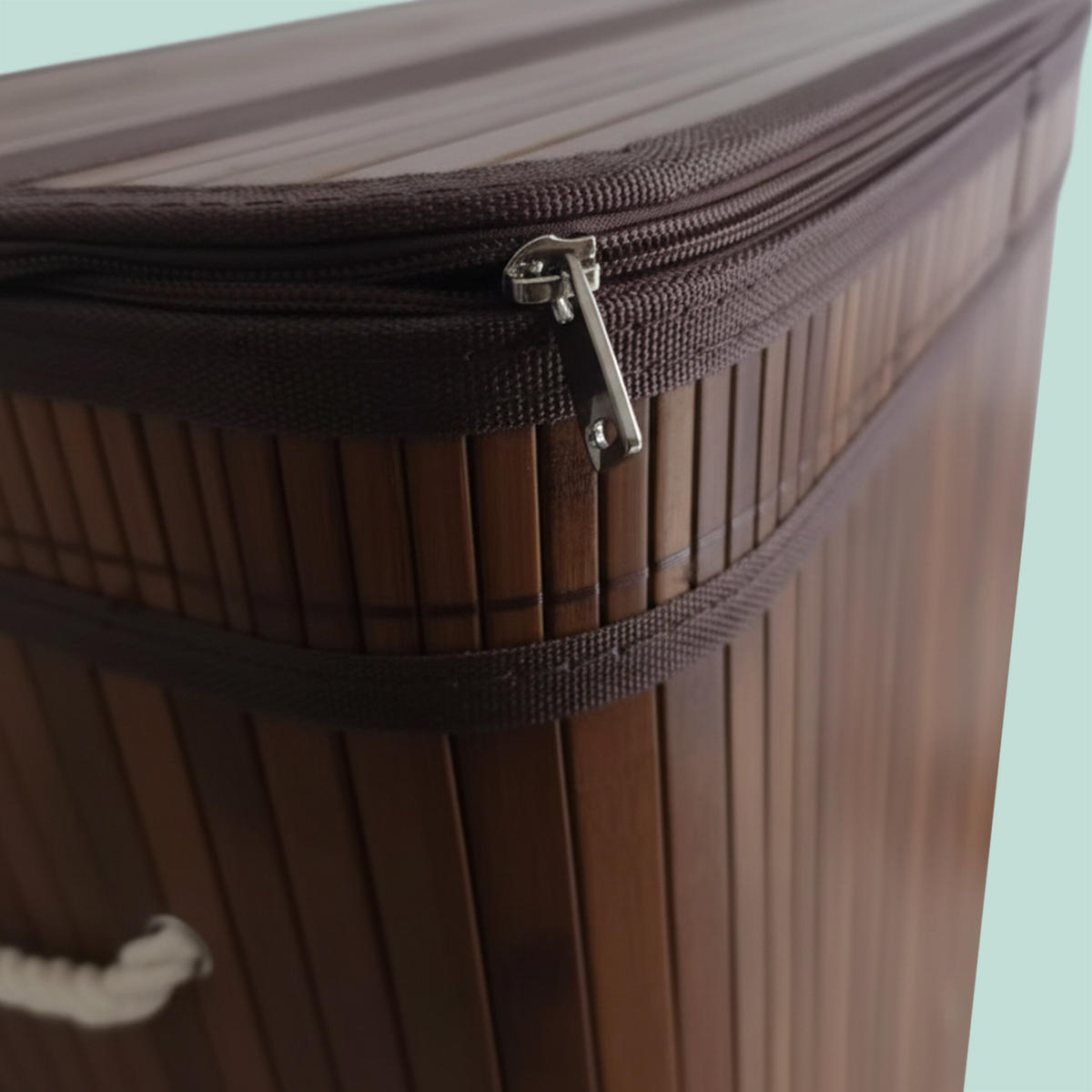 WÄSCHEKORB - Dunkelbraun, Holz/Textil (52/63/32cm) - Relaxdays