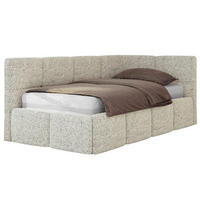 JUGENDBETT ARVO 90/200 - Beige Strukture - Foam-Matratze - Rechts Seite - Beige, Textil (90/200cm) - MKS