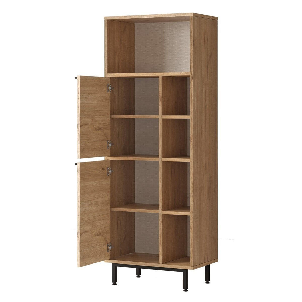 BADEZIMMERSCHRANK mit 2 türen und 5 fächern 35,5/161,6/60 cm - Eschefarben, Holzwerkstoff (60/161.6/35.5cm) - Calicosy