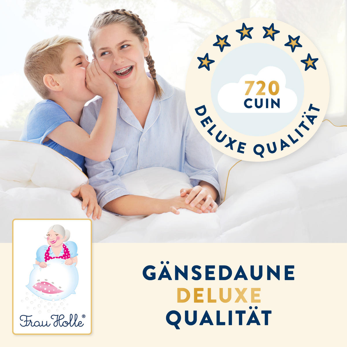 KINDERKISSEN DELUXE Gänsedaunen weich - Weiß, Naturmaterialien/Textil (40/80cm) - Frau Holle